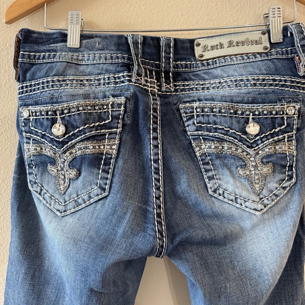 Rock Revival Bluebell Jeans Easy Straight‎ 29 Bling Pocket Y2K Western